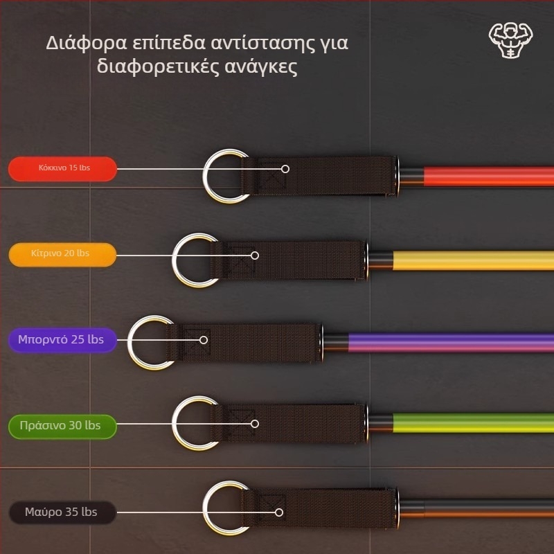 Σετ ελαστικού αντίστασης με τεντωτήρες – 11 τεμάχια, TPR υλικό, για ενήλικες, οικιακές προπονήσεις