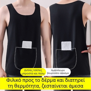 Ανδρικό θερμικό γιλέκο με διπλές τσέπες, ζεστό, διπλής στρώσης, με στρογγυλό λαιμό, ύφασμα από πολυεστέρα