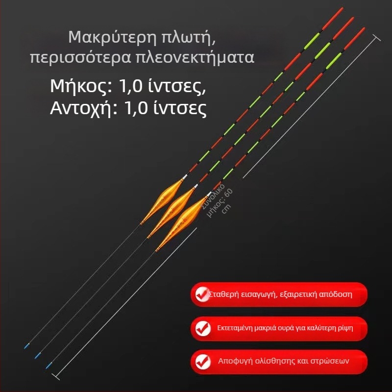 Αλιευτικός πλωτήρας – κατακόρυφος πλωτήρας, πλωτήρας με χάντρα, επεκταμένος σχεδιασμός, συνθετικό υλικό