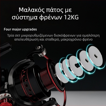 Kalio περιστροφική μηχανή ψαρέματος με πλήρως μεταλλική σπείρα, 12+1 ρουλεμάν, μεταλλική αναδιπλούμενη λαβή