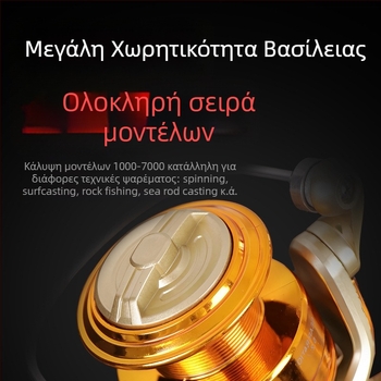Περιστροφική μηχανή ψαρέματος, εξ ολοκλούρου μεταλλική κατασκευή, δυνατότητα αλλαγής χειριστηρίου αριστερά/δεξιά, αναλογία ταχυτήτων 5.2:1, κατάλληλη για θαλάσσιο ψάρεμα