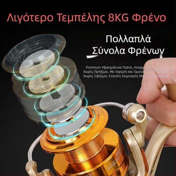 Περιστροφική μηχανή ψαρέματος, εξ ολοκλούρου μεταλλική κατασκευή, δυνατότητα αλλαγής χειριστηρίου αριστερά/δεξιά, αναλογία ταχυτήτων 5.2:1, κατάλληλη για θαλάσσιο ψάρεμα