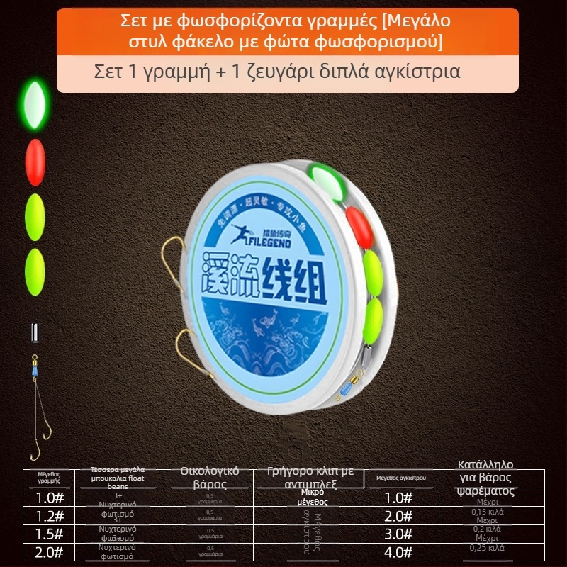 Φωτεινό παραδοσιακό σετ γραμμής με επτά άστρα, με διπλό αγκίστρι, κύρια γραμμή από νάιλον, κατάλληλο για τα περισσότερα νερά, υψηλή ευαισθησία