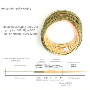 Egret Fly κύρια γραμμή για ψάρεμα μύγας Spey, με Spey γραμμή ενός χεριού με συνδετήρα, επιπλέουσα, PE υλικό, αντοχή 01, συσκευασία 100