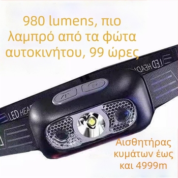 Φακός κεφαλής με μπαταρία, πυρακτώσεως λαμπτήρας, αδιάβροχος, μοντέλο Bj779k8j