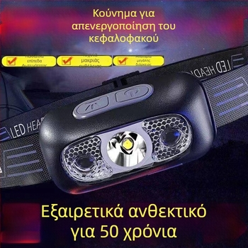 Φακός κεφαλής με μπαταρία, πυρακτώσεως λαμπτήρας, αδιάβροχος, μοντέλο Bj779k8j