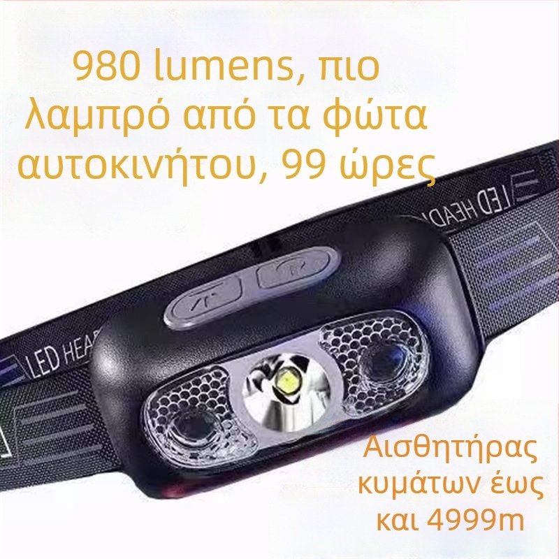 Φακός κεφαλής με μπαταρία, πυρακτώσεως λαμπτήρας, αδιάβροχος, μοντέλο Bj779k8j