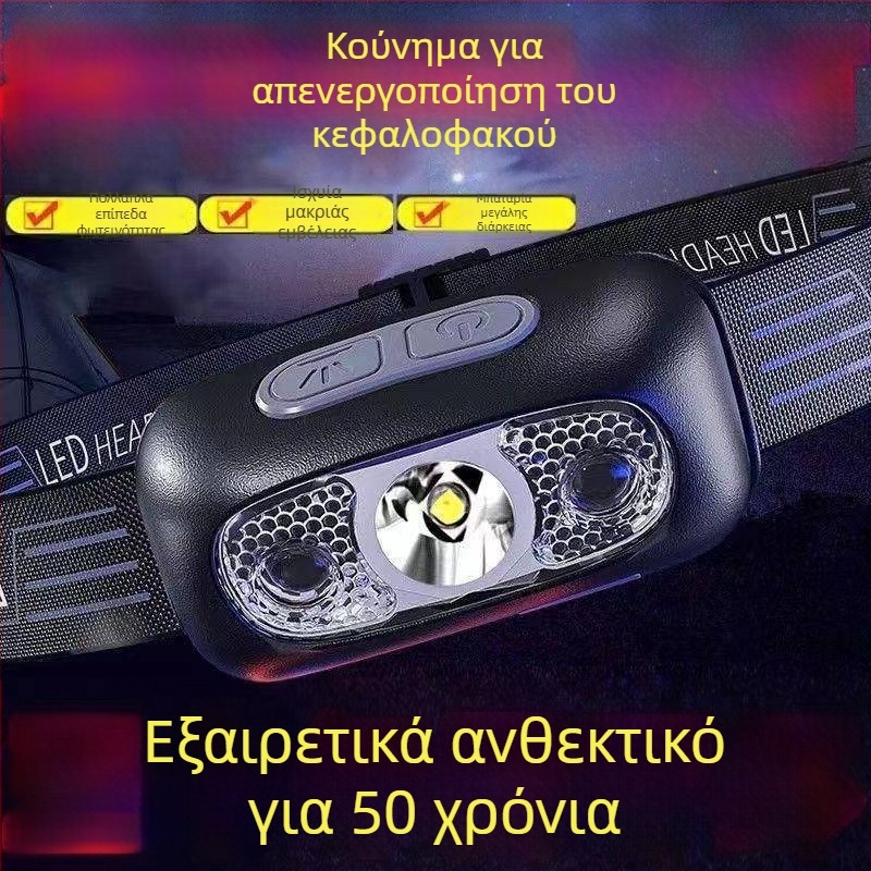 Φακός κεφαλής με μπαταρία, πυρακτώσεως λαμπτήρας, αδιάβροχος, μοντέλο Bj779k8j