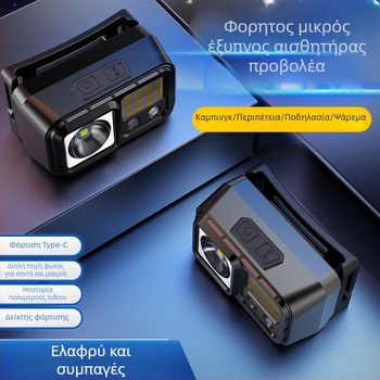 Φακός κεφαλής LED με μακρινή δέσμη, επαναφορτιζόμενος υπαίθριος φακός κεφαλής, 10W, 1200mAh, χειροκίνητη γεννήτρια, φορητός