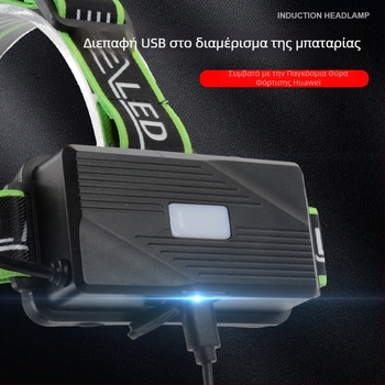 Laser κεφαλικός φακός, 10W, επαναφορτιζόμενη μπαταρία 1200mAh, σώμα από κράμα αλουμινίου, εμβέλεια ≥500m