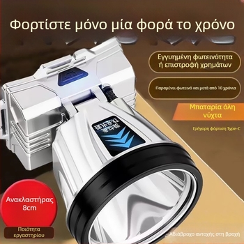 LED φακός κεφαλής υψηλής ισχύος με μακρινή απόσταση, επαναφορτιζόμενος, αδιάβροχος για νυχτερινό ψάρεμα με εξαιρετική αυτονομία