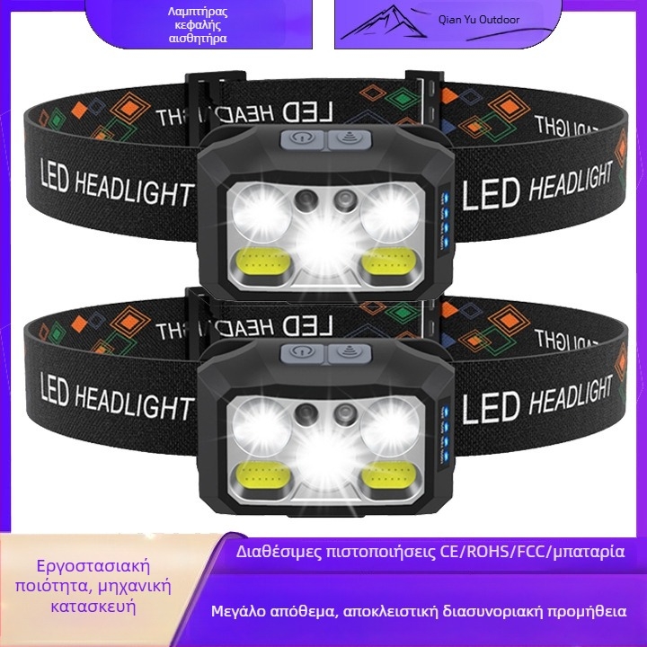 LED φακός κεφαλής, επαναφορτιζόμενος, 5W, 1200mAh, εμβέλεια 200–500 m