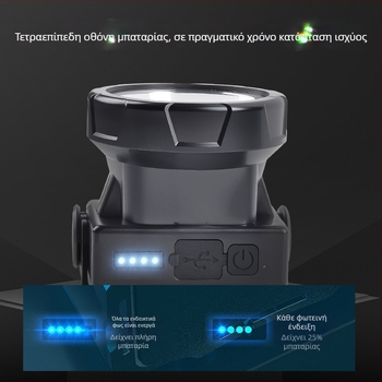 Φορτιζόμενος LED φακός κεφαλής, Αδιάβροχος, 10W, Μπαταρία 800–1600 mAh, Κεφαλικός, Απόσταση δέσμης 100–200 m