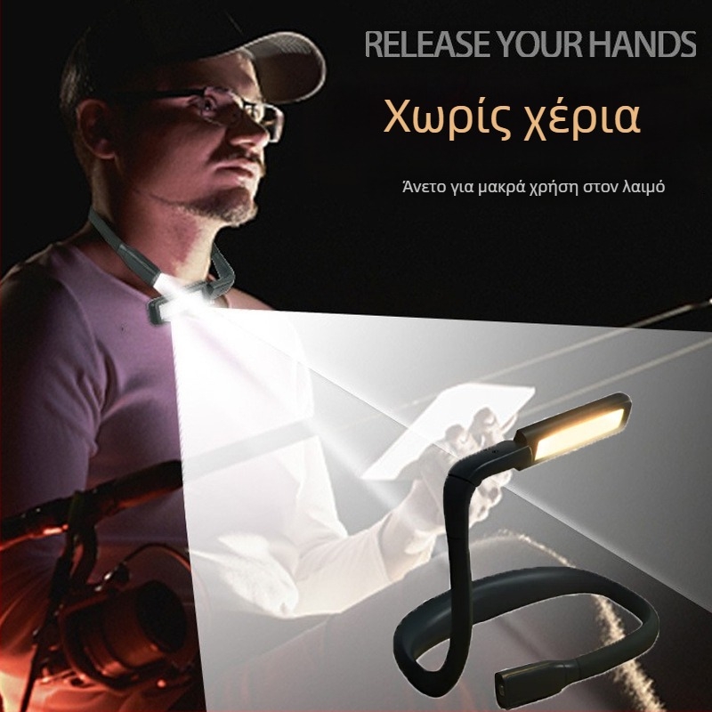 Κεφαλοφακός με αισθητήρα κυμάτων, USB επαναφορτιζόμενος LED φωτισμός για εξωτερικές νυχτερινές δραστηριότητες και αλιεία (1800mAh, 2.5W, LED, ABS)