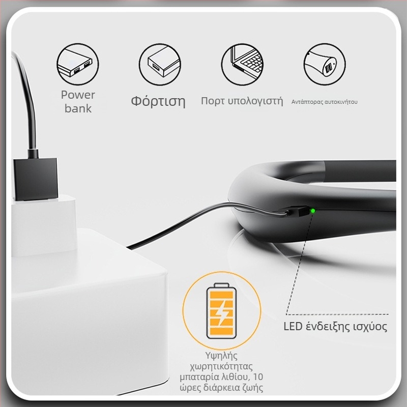 Κεφαλοφακός με αισθητήρα κυμάτων, USB επαναφορτιζόμενος LED φωτισμός για εξωτερικές νυχτερινές δραστηριότητες και αλιεία (1800mAh, 2.5W, LED, ABS)