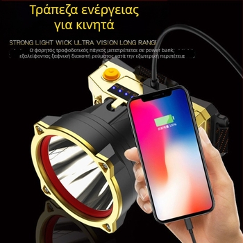 Κεφαλοφανάρι LED 10W, επαναφορτιζόμενη μπαταρία λιθίου 1500mAh, δέσμη 100–200 m, φωτισμός εξωτερικού χώρου χωρίς χρήση χεριών