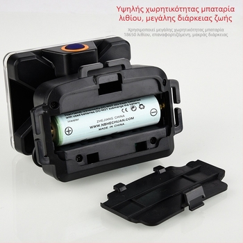 LILIANG 6653B κεφαλόφως – αδιάβροχο, με ρυθμιζόμενο ζουμ, εμβέλεια 100–200 m, αυτονομία 3–4 h, κατάλληλο για σπηλαιοξερεύνηση, κατασκήνωση, πεζοπορία, έρευνες και νυχτερινή αλιεία