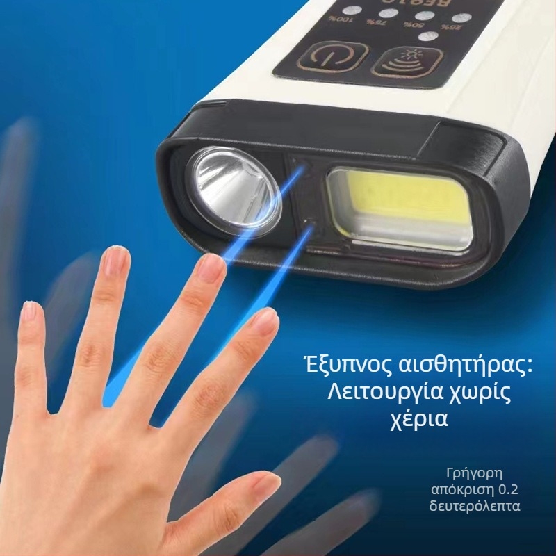 Φακός κεφαλής με κλιπ για καπέλο, επαναφορτιζόμενος LED, αδιάβροχος, εμβέλεια δέσμης 32 μέτρα, χρόνος λειτουργίας 3 ωρών