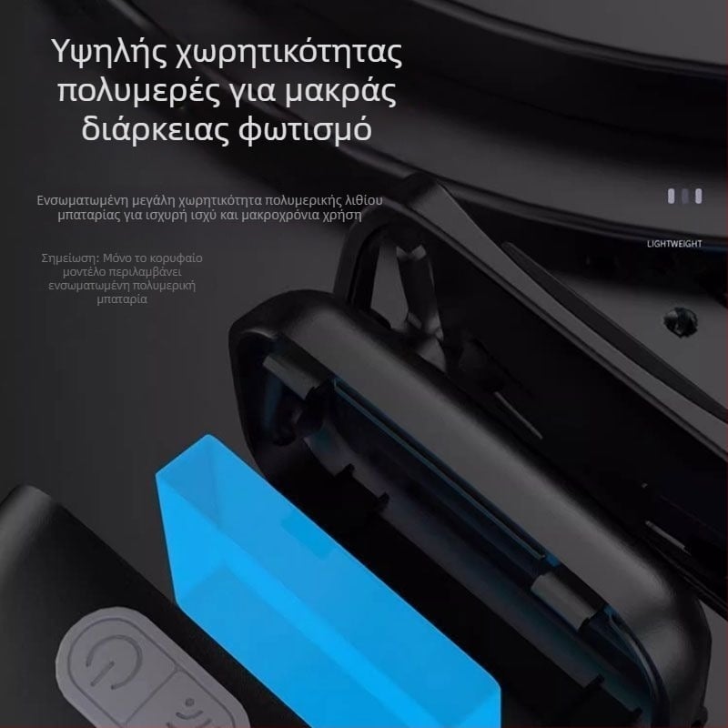 Φακός κεφαλής, φοριέται στο κεφάλι, επαναφορτιζόμενος με μπαταρία 14500, αδιάβροχος