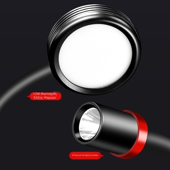 LED λάμπα διπλής κεφαλής για ράφτινγκ ψάρεμα, νυχτερινό ψάρεμα, φως άκρου καλαμιού, IPX4 αδιάβροχη, διπλή κεφαλή δέσμη, 12W με επιλογές 3W σταθερή εστίαση και 6W ζούμ