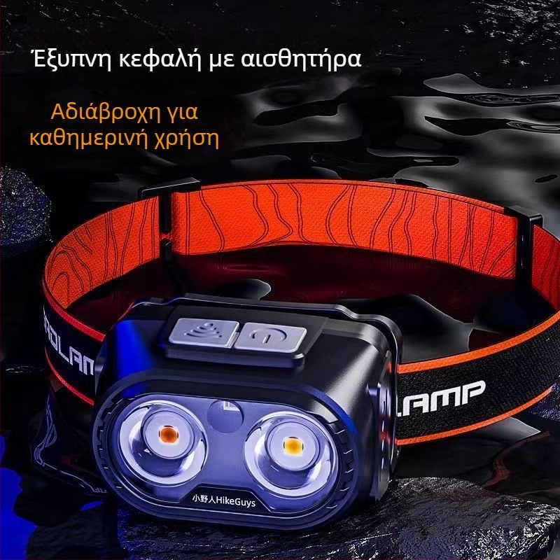 Φακός κεφαλής με υπερφωτεινό LED, επαναφορτιζόμενος, τρεις πηγές φωτισμού, 5W, μπαταρία 800–1200 mAh