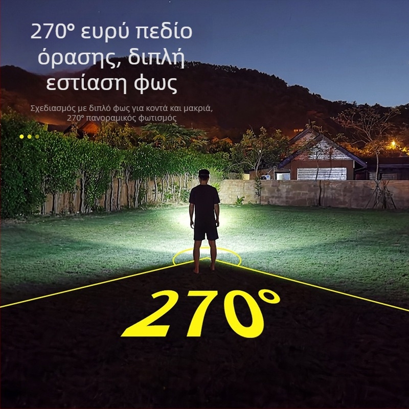 COB φακός κεφαλής για εξωτερικούς χώρους - LED, 10W, 600mAh, Αδιάβροχος, εμβέλεια 100-200 m
