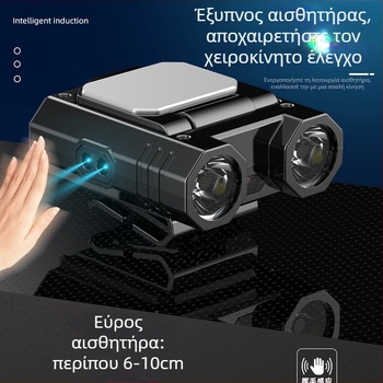 LED φως καπέλου με κλιπ – επαναφορτιζόμενη μπαταρία 1400 mAh, φόρτιση USB, ισχύς 10 W, LED πηγή φωτός, εμβέλεια 100–200 m