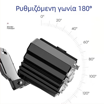 Φακός κεφαλής LED με 5 κεφαλές, για εξωτερική χρήση, επαναφορτιζόμενος, αδιάβροχος, δέσμη 100–200 m (μοντέλο T21s)