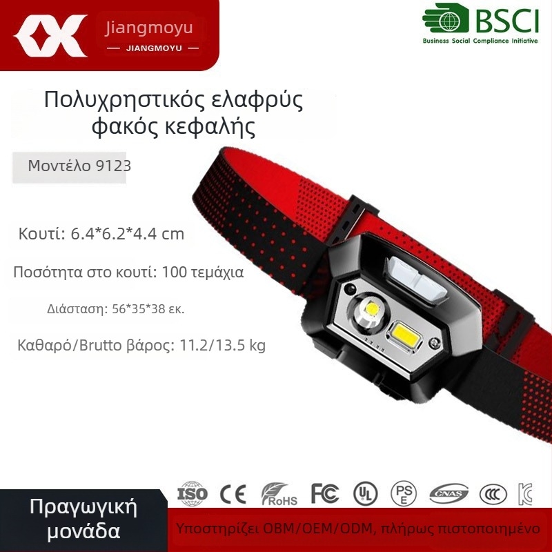 Φακός κεφαλής LED, επαναφορτιζόμενος, 1200mAh, 5W, εμβέλεια 100-200 μέτρα