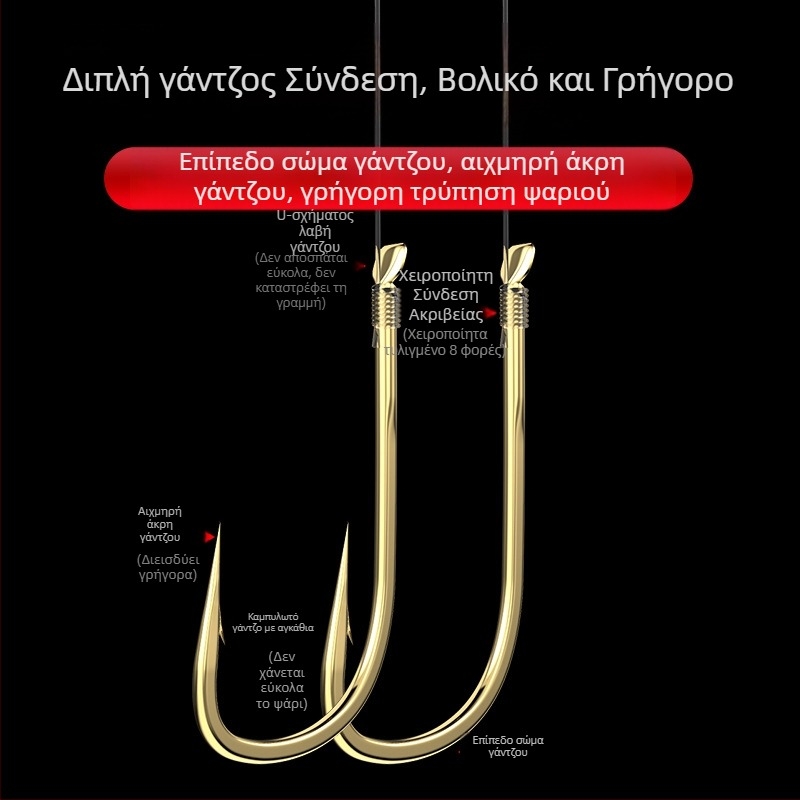 Σετ πλωτής γραμμής χωρίς ρύθμιση με διπλά αγκίστρια – πλήρες σετ κύρια γραμμή και βοηθητική γραμμή για ψάρεμα με καλάμι