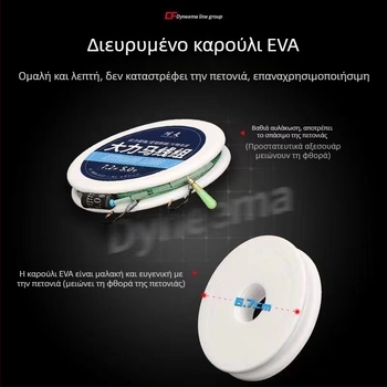Σετ PE γραμμής ψαρέματος μήκους 8.1 μ με προδεδεμένο λεϊντερ και διπλά αγκίστρια για ψάρεμα σε λίμνη