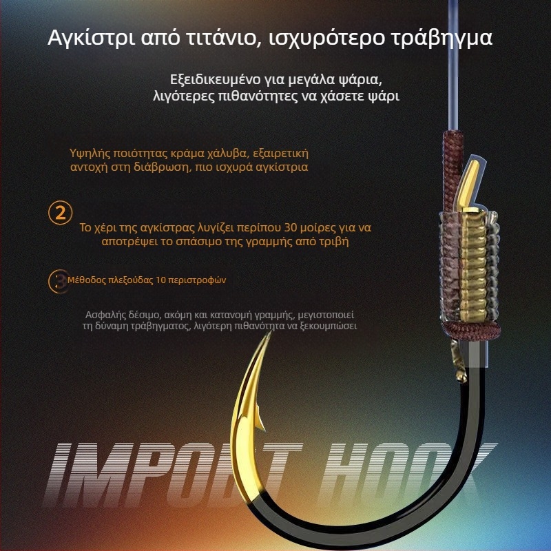 Υπογραμμή αλιείας Giant PE, διπλό αγκίστρι, δοντιωτή άκρη, έτοιμο σετ γραμμών, 100 τεμάχια