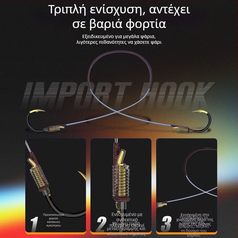 Υπογραμμή αλιείας Giant PE, διπλό αγκίστρι, δοντιωτή άκρη, έτοιμο σετ γραμμών, 100 τεμάχια
