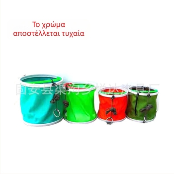 Πτυσσόμενος καμβάς κουβάς για ψάρεμα με λαβή και σχοινί, κουβάς για ζωντανά ψάρια