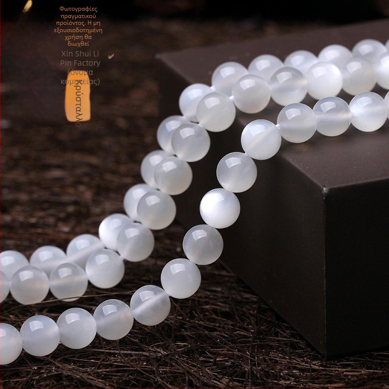 Φυσικές λευκές moonstone χάντρες για DIY κοσμήματα, ποιότητα 8A, ημιτελικά εξαρτήματα