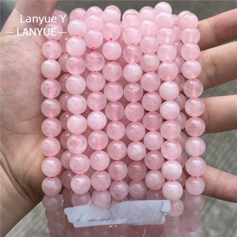 Lanyue Φυσικές Ροζ Χαλαζίες Στρογγυλές Χάντρες 4 mm – Ελεύθερες Χάντρες για DIY Κόσμημα, Ημιτελής Κατασκευή για Βραχιόλι και Κολιέ