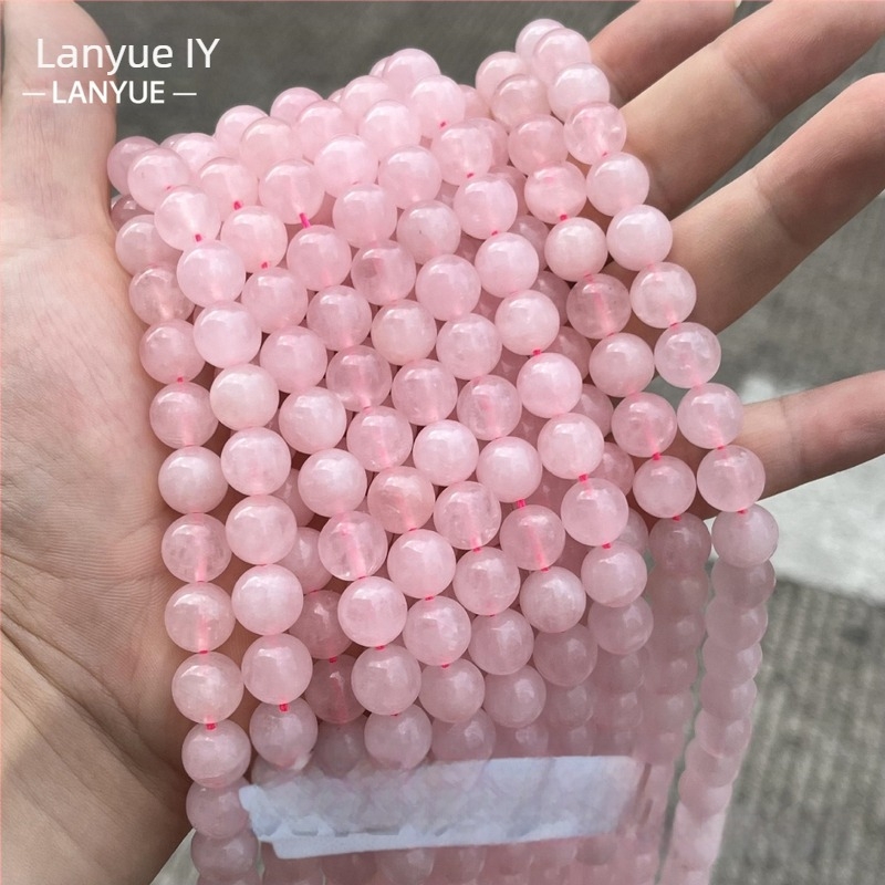 Lanyue Φυσικές Ροζ Χαλαζίες Στρογγυλές Χάντρες 4 mm – Ελεύθερες Χάντρες για DIY Κόσμημα, Ημιτελής Κατασκευή για Βραχιόλι και Κολιέ