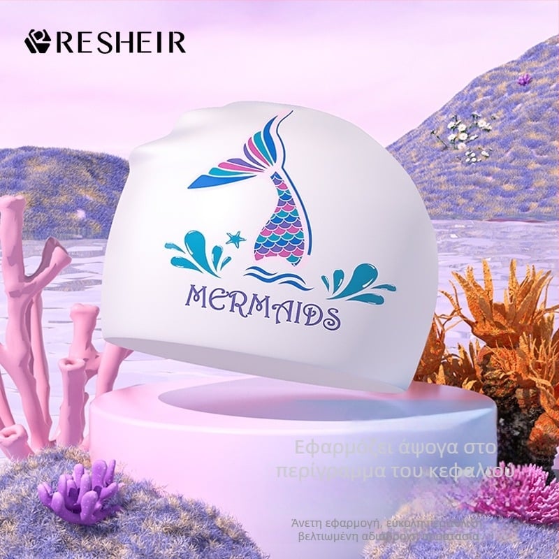 Ruijuer καπέλο κολύμβησης από σιλικόνη για γυναίκες και ενήλικες, με σχέδιο εκτύπωσης, προστασία των αυτιών, για κολύμβηση, εξουσιοδοτημένη ιδιωτική μάρκα