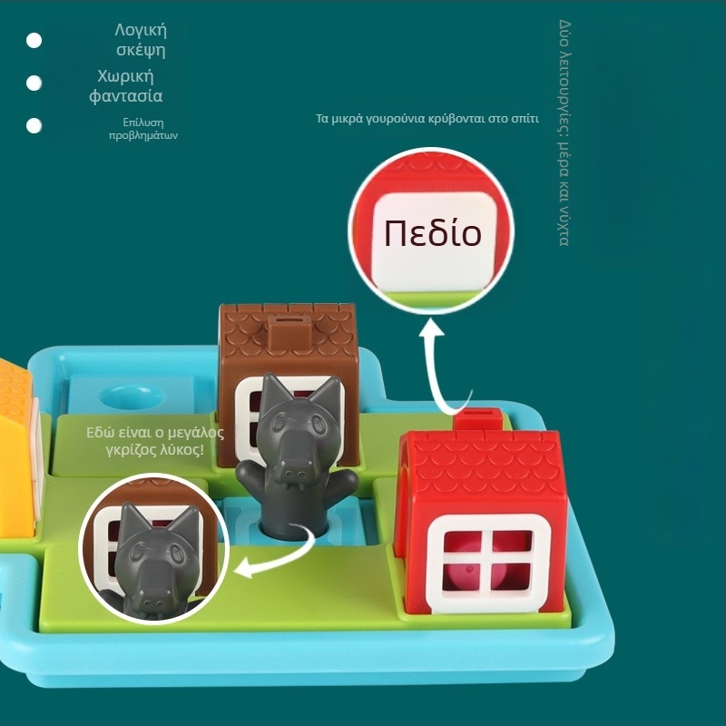 Επιτραπέζια κάρτα από την Xingtong – Τρία Μικρά Γουρουνάκια και η Κοκκινοσκουφίτσα με τον Μεγάλο Κακό Λύκο, εξάσκηση λογικής σκέψης, πλαστικό, κατάλληλο για 4–14 ετών