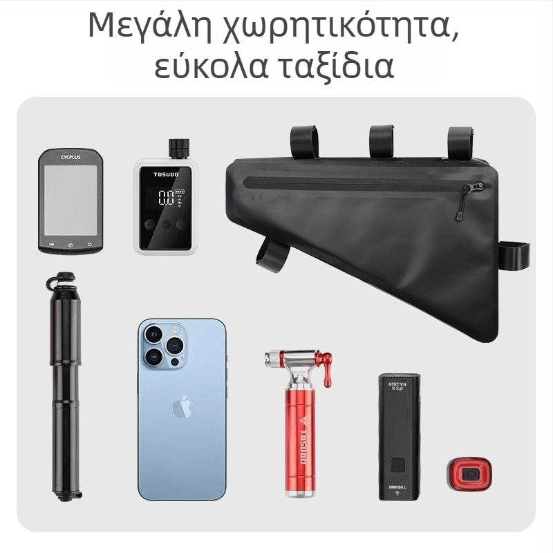 Τριγωνική τσάντα πλαισίου ποδηλάτου PVC — αδιάβροχη, με επένδυση, μεγάλη χωρητικότητα