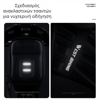 Τσαντάκι ουράς ποδηλάτου με σκληρό περίβλημα για ποδήλατα δρόμου και βουνού, EVA/πολυεστέρας, 1.8 L, μοντέλο YP0707395, με επένδυση