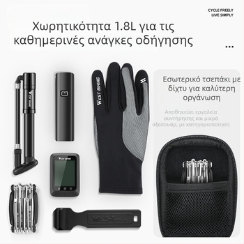 Τσαντάκι ουράς ποδηλάτου με σκληρό περίβλημα για ποδήλατα δρόμου και βουνού, EVA/πολυεστέρας, 1.8 L, μοντέλο YP0707395, με επένδυση