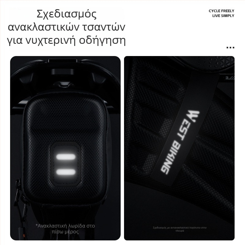 Τσαντάκι ουράς ποδηλάτου με σκληρό περίβλημα για ποδήλατα δρόμου και βουνού, EVA/πολυεστέρας, 1.8 L, μοντέλο YP0707395, με επένδυση
