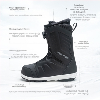 SNOWMASS Snowboard Boots – Κλείσιμο με αγκράφα; Επάνω μέρος PU + αδιάβροχο ύφασμα; Ύψος πάνω από 20 cm; Εξωτερική σόλα από καουτσούκ; EVA μεσαία σόλα