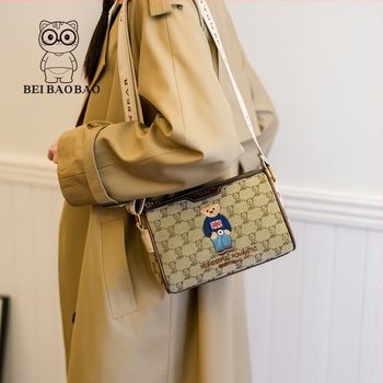 Τσάντα ώμου με μορφή μαξιλαριού, καμβάς, στυλ αστικής απλότητας, φερμουάρ, επένδυση από ύφασμα