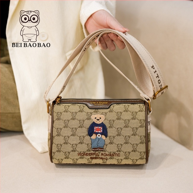 Τσάντα ώμου με μορφή μαξιλαριού, καμβάς, στυλ αστικής απλότητας, φερμουάρ, επένδυση από ύφασμα