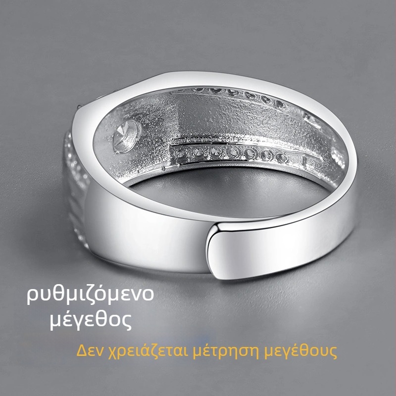 Δαχτυλίδι για άνδρες, κορεατικό στυλ, χαλκός, ανοιχτός σχεδιασμός, ηλεκτροπλατίωση, μωσαϊκό τεχνητών λίθων με επίστρωση, διαθέσιμο για προσαρμογή, κατάλληλο ως δώρο γάμου