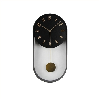 Ρολόι τοίχου – Οβάλ μεταλλικό πλαίσιο, μηχανισμός quartz, τροφοδοτούμενο με μπαταρία, καντράν MDF