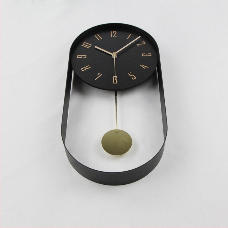 Ρολόι τοίχου – Οβάλ μεταλλικό πλαίσιο, μηχανισμός quartz, τροφοδοτούμενο με μπαταρία, καντράν MDF