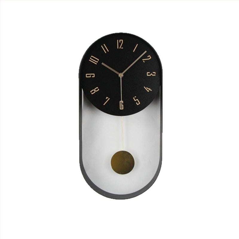 Ρολόι τοίχου – Οβάλ μεταλλικό πλαίσιο, μηχανισμός quartz, τροφοδοτούμενο με μπαταρία, καντράν MDF